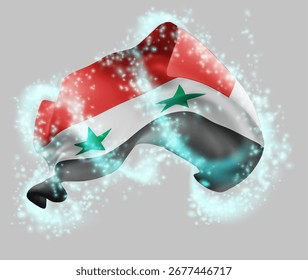 Síria, vetor bandeira 3d em turbilhão de radiância mágica