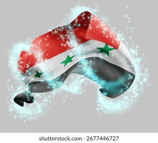 Syria, vector 3d flag in whirlwind of magical radiance