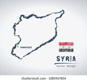 Syria vector chalk drawing map isolated on a white background