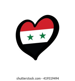 Syria Vector Flag Inside Heart. Shape Graphic Element Illustration Template Design.