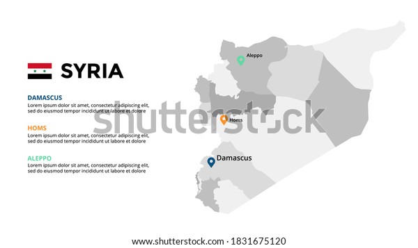 Syria vector map infographic template.\
Slide presentation. Global business marketing concept. Asia\
country. World transportation geography data.\

