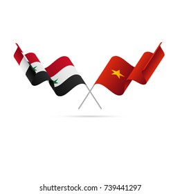 Syria and Vietnam flags. Crossed flags. Vector illustration.