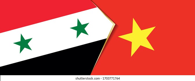 Banderas de Siria y Vietnam, dos banderas vectoriales símbolo de relación o confrontación.