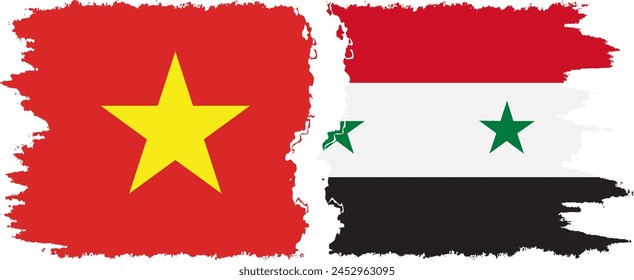 Syria and Vietnam grunge flags connection, vector