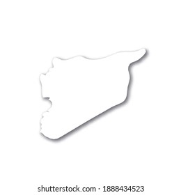 Siria - mapa blanco de silueta 3D de la zona del país con sombra caída sobre fondo blanco. Simple ilustración vectorial plana.