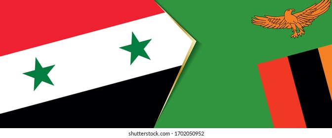 Banderas de Siria y Zambia, dos banderas vectoriales símbolo de relación o confrontación.