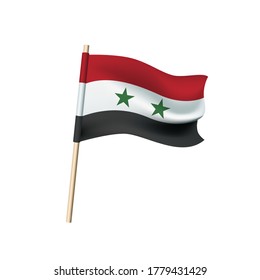 Syrian Arab Republic flag (two green stars on red, white, black stripes). Vector illustration