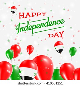Syrian Arab Republic Independence Day Patriotic Design. Balloons in Syrian National Colors. Happy Independence Day Syrian Arab Republic Vector Greeting Card.