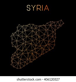 Syrian Arab Republic network map. Abstract polygonal map design. Network connections vector illustration.