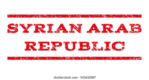 Syrian Arab Republic watermark stamp. Text caption between horizontal parallel lines with grunge design style. Rubber seal stamp with unclean texture.