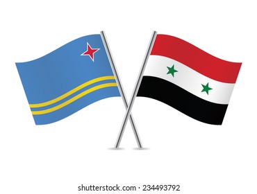 Syrian and Aruba flags. Vector illustration.