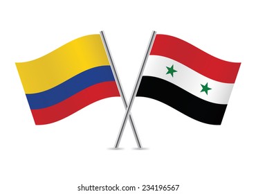 Syrian and Colombian flags. Vector illustration.