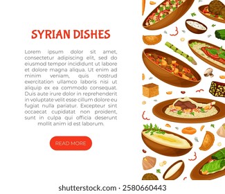 Syrian Cuisine Dish and Traditional Food Banner Design Vector Template