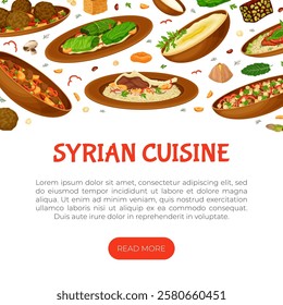 Syrian Cuisine Dish and Traditional Food Banner Design Vector Template