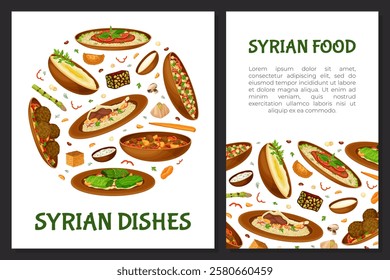 Syrian Cuisine Dish and Traditional Food Banner Design Vector Template