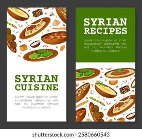 Syrian Cuisine Dish and Traditional Food Banner Design Vector Template