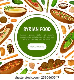 Syrian Cuisine Dish and Traditional Food Banner Design Vector Template