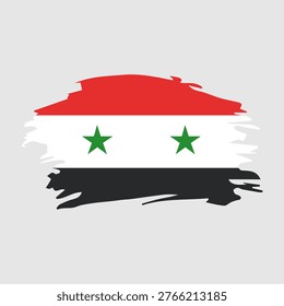 Syrian Flag Brush Stroke Illustration With Two Green Stars For Patriotic And Editorial Use