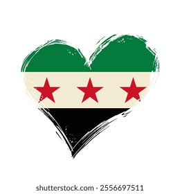Syrian flag heart-shaped grunge background. Vector illustration.