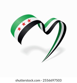 Syrian flag heart-shaped ribbon. Vector illustration.