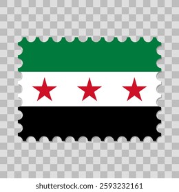 Syrian flag postage stamp. Postage stamp with the flag of Syria on it. Vector stamp with shadow underneath