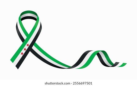 Syrian flag stripe ribbon wavy background layout. Vector illustration.