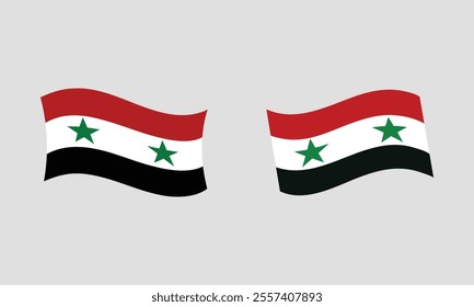 Syrian Flag, Waving blowing in the wind Vector, Syria is Free.