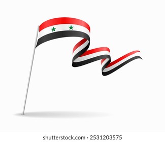 Diseño de fondo ondulado de la bandera siria. Ilustración vectorial.