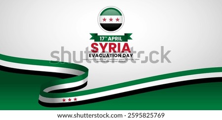 Syrian flag wavy banner on white background for Syria Evacuation day with blank space area for text