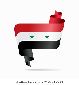Syrian flag wavy ribbon background. Vector illustration.