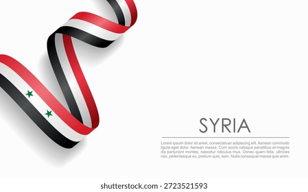 Cinta ondulada de la bandera siria, que simboliza el orgullo nacional, ideal para temas de diseño patriótico o cultural. Ilustración vectorial.