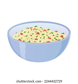 Syrian or Lebanon Tabbouleh dish. Asian food illustration isolated on white in cartoon style