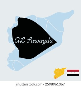 Syrian map .Vector design .A province of Syria Al suwayda.flag.