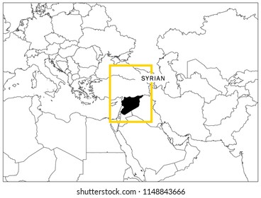 Syrian map yellow frame geography national 