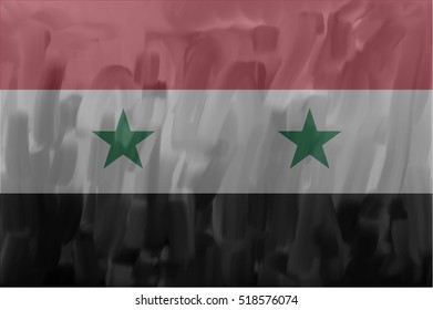 Syrian painted / drawn vector flag. Dramatic, unusual look. Vector file contains flag and texture layers. Syria