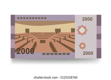 Syrian Pound Vector Illustration. Syria money set bundle banknotes. Paper money 2000 SYP. Flat style. Isolated on white background. Simple minimal design.