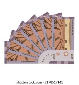 Syrian Pound Vector Illustration. Syria money set bundle banknotes. Paper money 2000 SYP. Flat style. Isolated on white background. Simple minimal design.