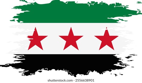 Syrian revolution flag grunge texture vector