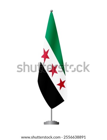 Syrian revolution flag on flagpole, mesh vector