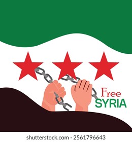 Syrian revolution flag with the phrase "Free Syria"