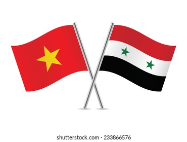 Syrian and Vietnamese flags. Vector illustration.