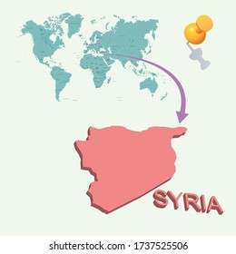 El lugar de Siria en el mundo. Mapa 3D