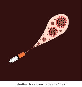 Syring and virus, vaccination immunization concept, vector