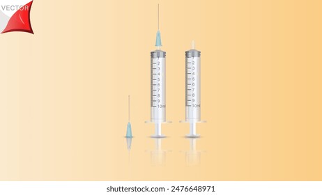 Syringe 10 ml medical equipment and tools vector insert medical images vector EPS10