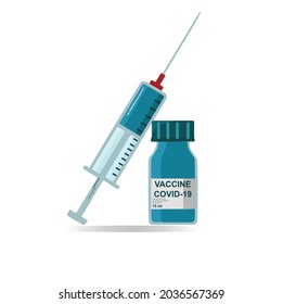 syringe and ampoule for covid 19 vaccine vector. illustration on white background