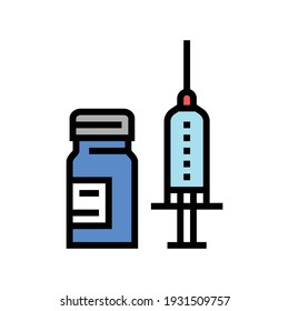 syringe anesthesia and ampoule color icon vector. syringe anesthesia and ampoule sign. isolated symbol illustration