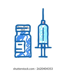 seringa anestesia e ampola ícone doodle esboço vetor. seringa anestesia e sinal da ampola. símbolo isolado ilustração
