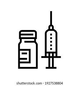 syringe anesthesia and ampoule line icon vector. syringe anesthesia and ampoule sign. isolated contour symbol black illustration