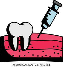 syringe for anesthesia concept, injection in gum vector icon design, Dentures symbol,Oral Healthcare sign, Dental instrument stock illustration