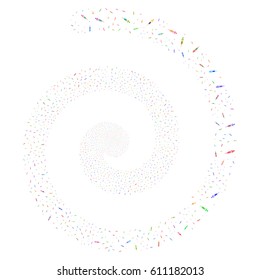 Syringe bang concentric spiral. Vector bright multicolored random pictograms.